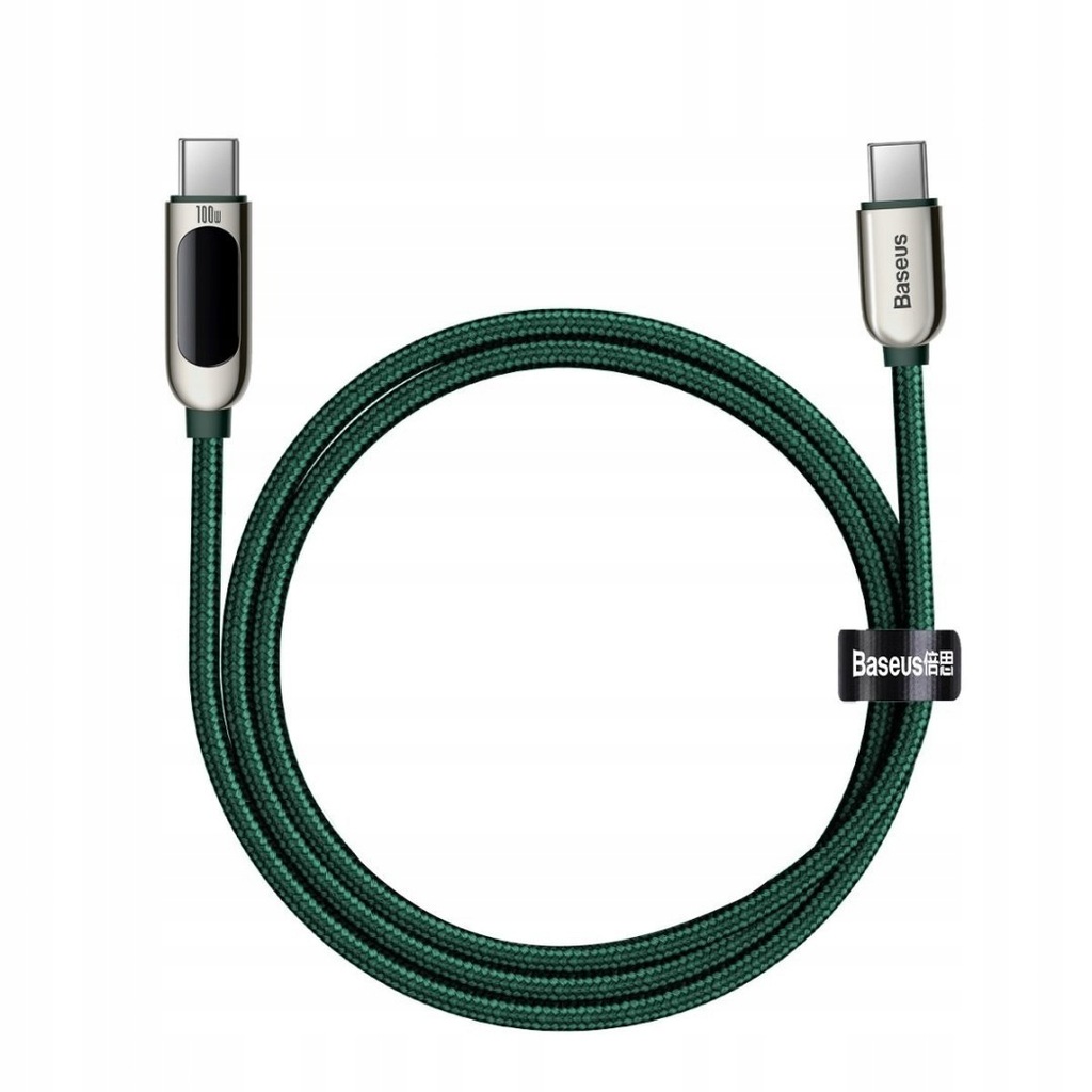 Kabel USB-C - USB-C 1m M-M Baseus z miernik. 100W
