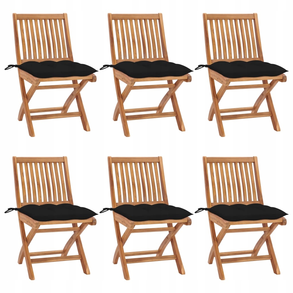 Składane krzesła ogrodowe z poduszkami, 6 szt., dr