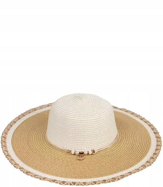 Damski kapelusz słomkowy dwukolorowy duży ażurowy