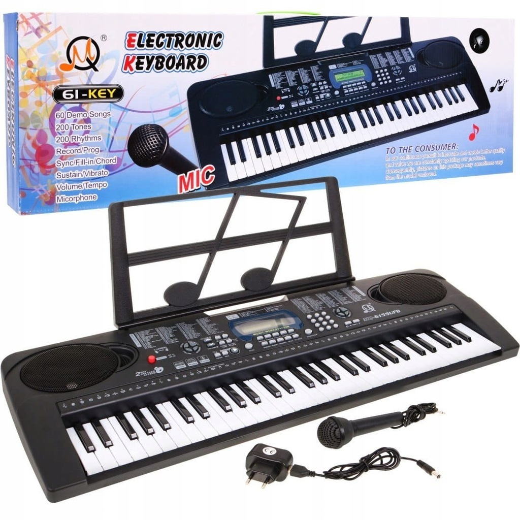 ORGANY KEYBOARD USB MP3 61 KLAWISZY MIKROFON