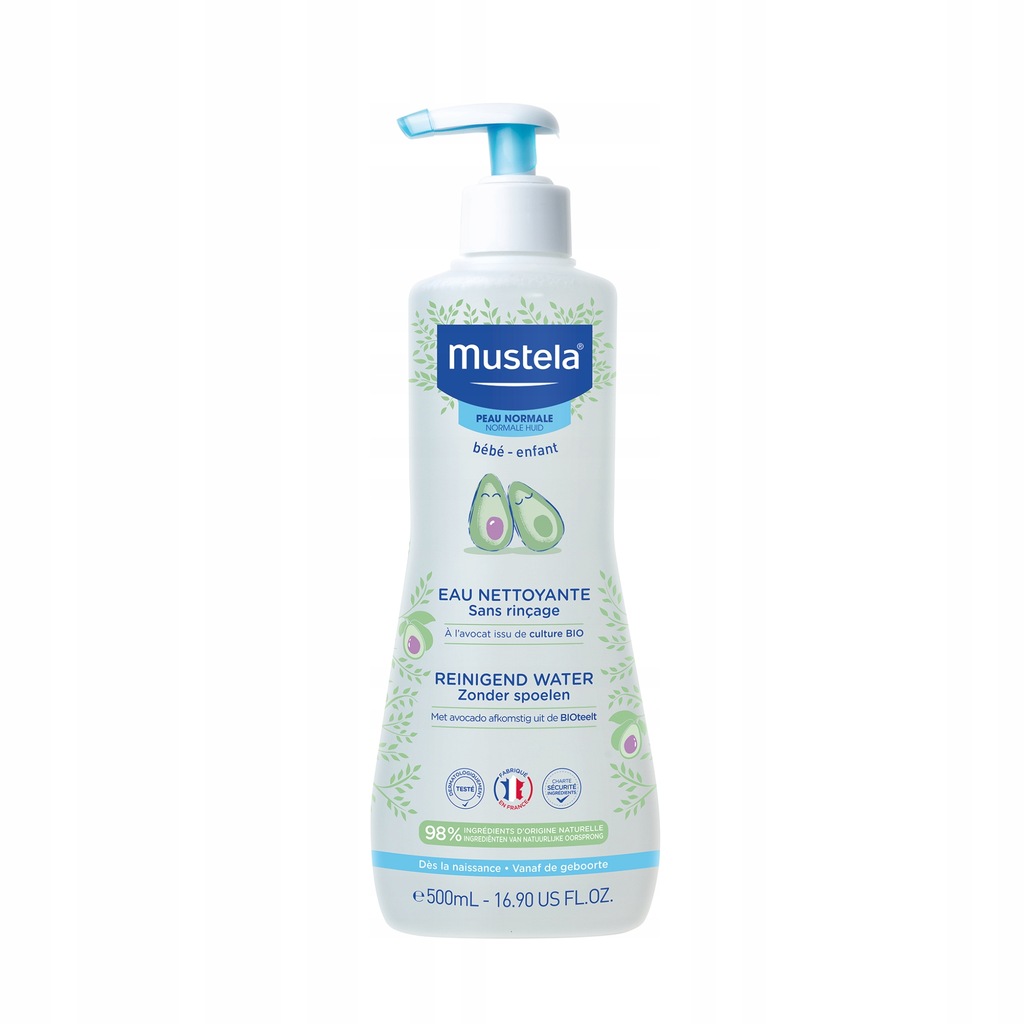 MUSTELA WODA OCZYSZCZAJĄCA BEZ SPŁUKIWANIA Z ORGANICZNYM AWOKADO 500 ML