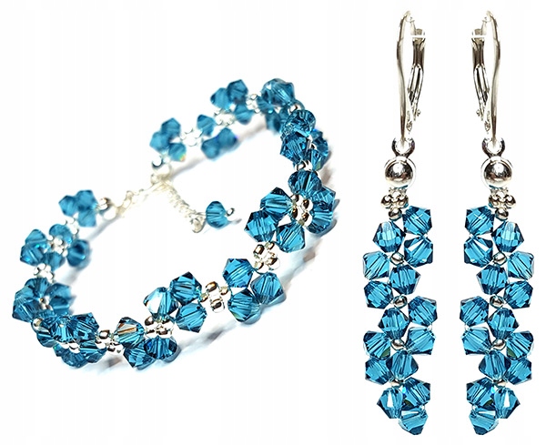 Komplet biżuterii z kryształów Swarovski Blue 358