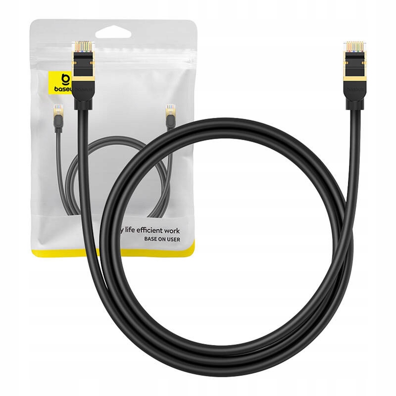 KABEL SIECIOWY BASEUS KAT. 8 ETHERNET RJ45 40GBPS 1M CZARNY DO INTERNETU