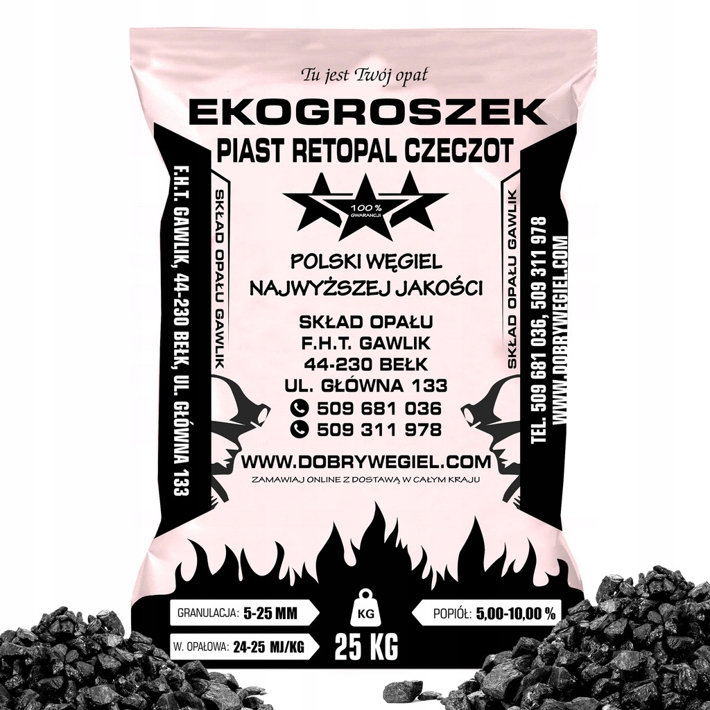 Ekogroszek Węgiel Opał KWK PIAST RETOPAL 24M 250KG