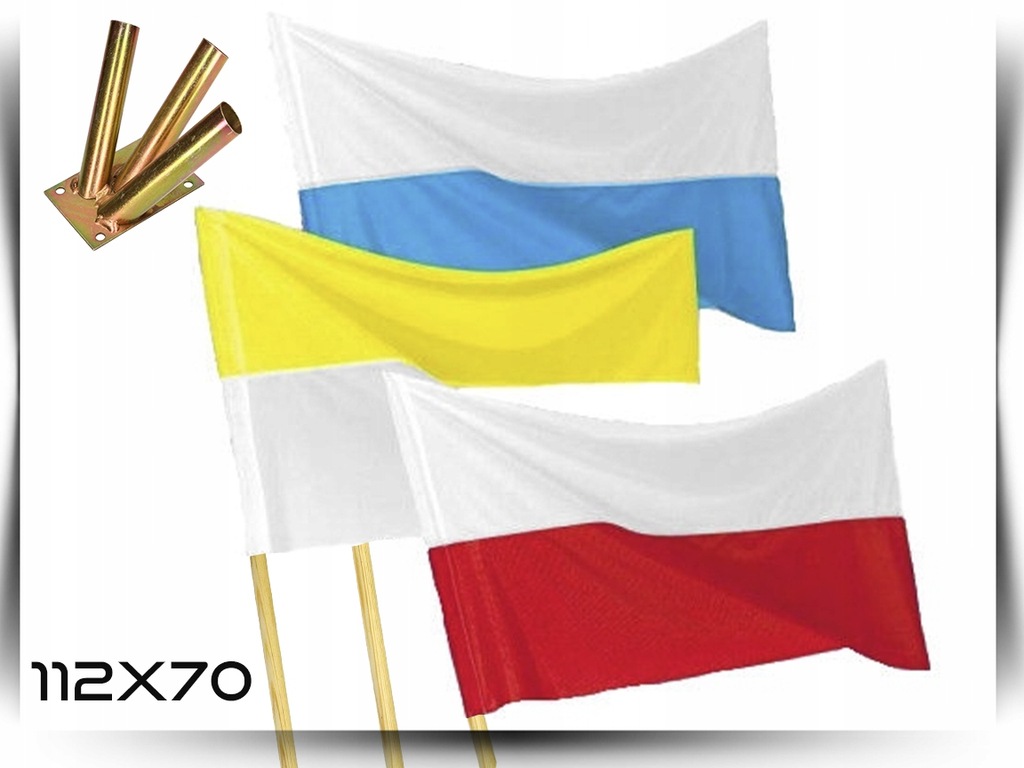 3 flagi maryjna,papieska,polska 112X70+kije+uchwyt