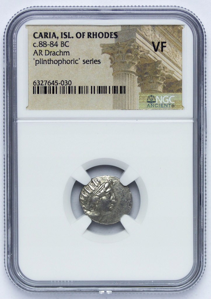 Grecja, Karia, Rodos, drachma 88-84 r. p.n.e., NGC VF