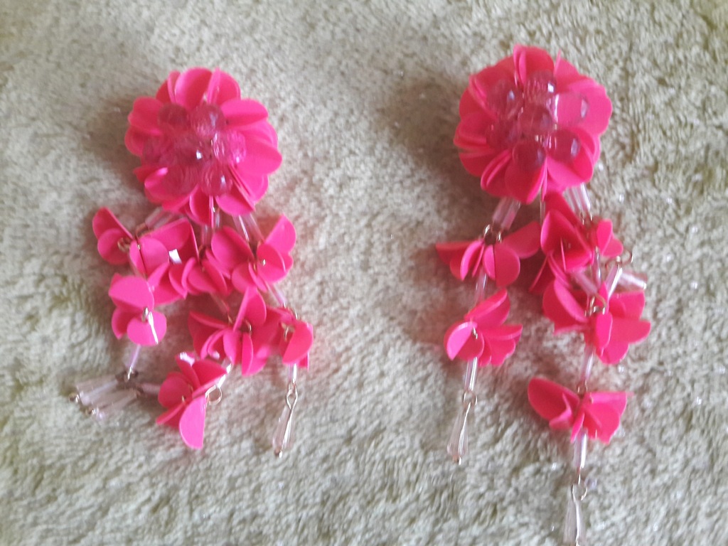 Kolczyki różowe kwiatowe długie H&M