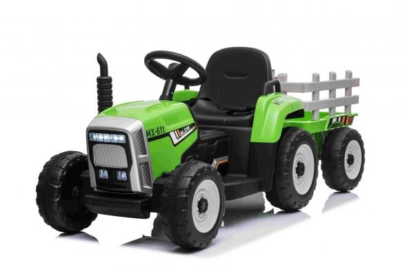 BENEO Elektrický Traktor WORKERS s vlečkou, zelený