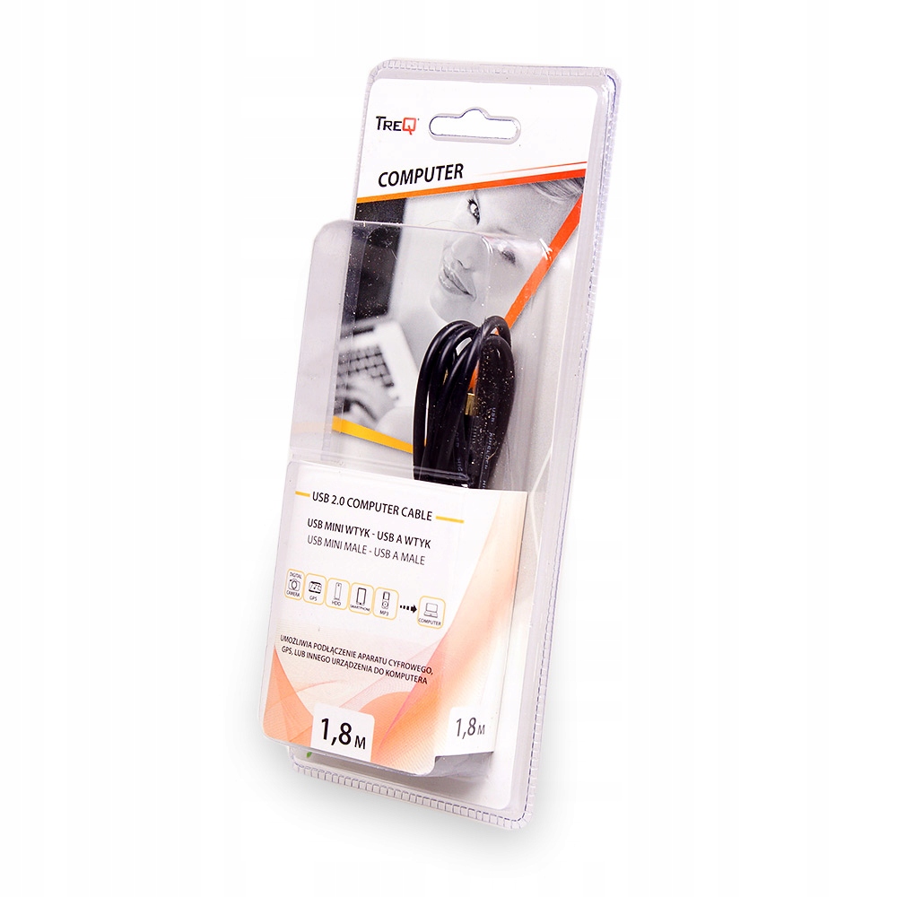 Kabel USB 2.0 A wtyk - mini wtyk 5 pin 1,8m GOLD