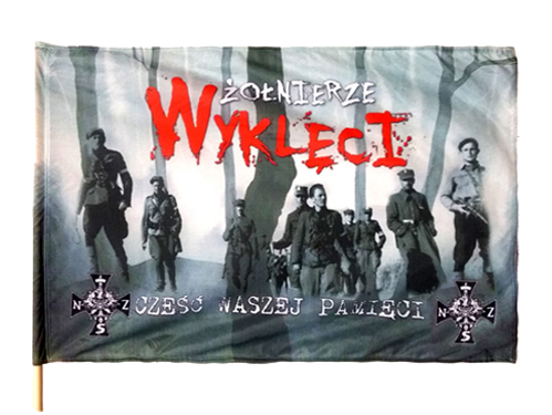 Flaga ŻOŁNIERZE WYKLĘCI 110x70 cm NSZ Polska INKA - 6638041819 - oficjalne archiwum Allegro