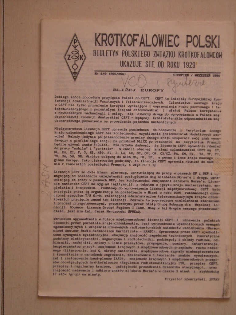 Krótkofalowiec Polski-8/9'1990r-spis