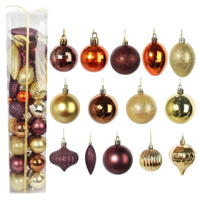 Zestaw 50 Luksusowych Bombek Plastikowych w Kolorze Brązowym różnej