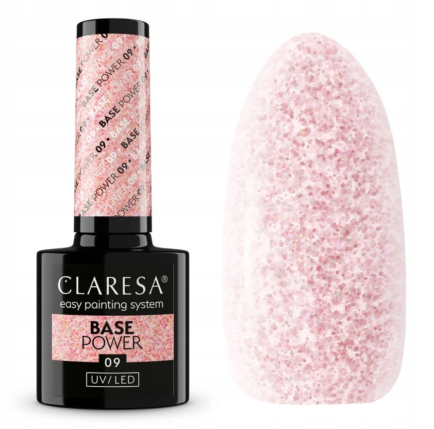 CLARESA Base Power 09 Baza Hybrydowa do paznokci 5g bezkwasowa RÓŻ ZŁOTO