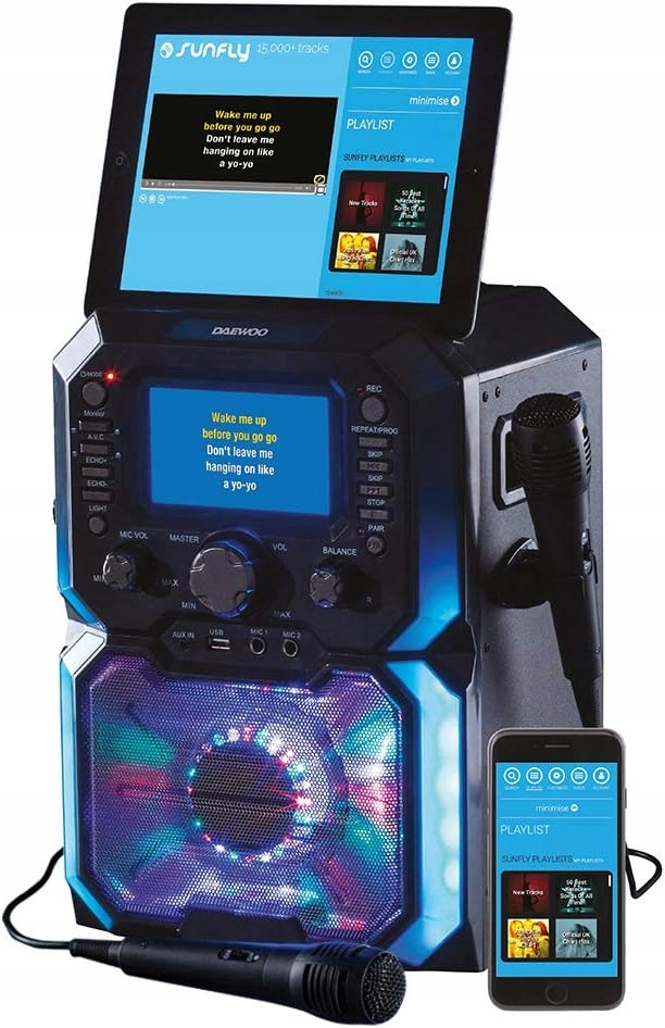 Przenośny głośnik karaoke DAEWOO AVS 1302 Bluetooth wyświetlacz 2x mikrofon