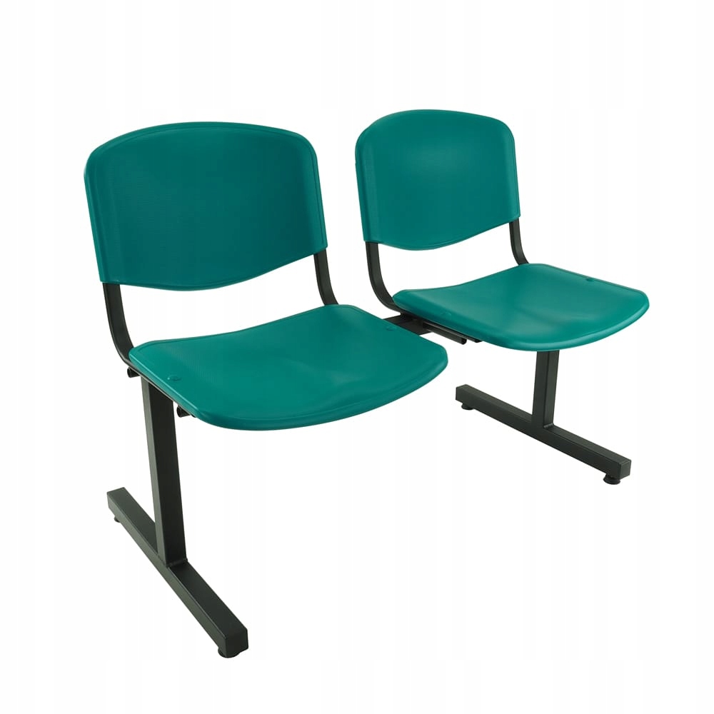 Ławka 2-os ISO - plastik zielony medyczny | stelaż czarny