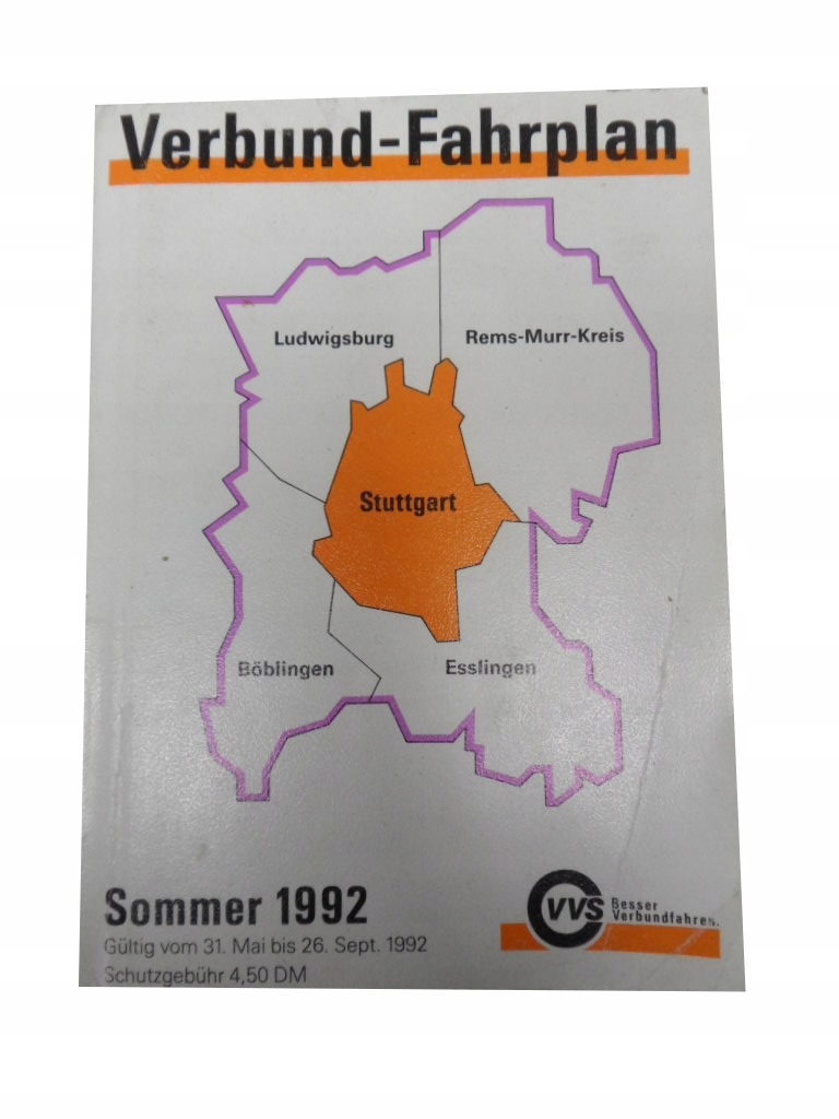 Verbund-fahrplan rozkład jazdy Stuttgart 1992