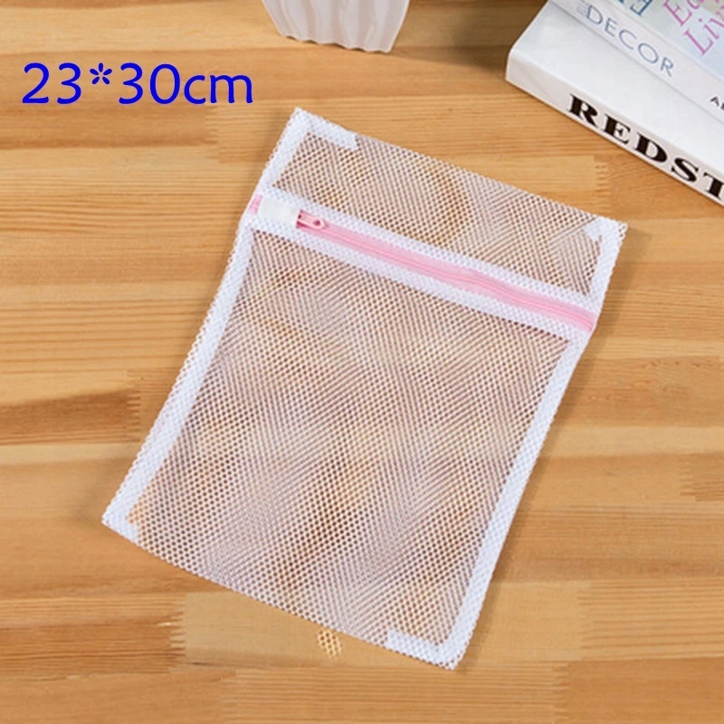 1 Pcs Zippered Mesh Laundry Wash Bags Foldable Thicken Delicates Lingerie