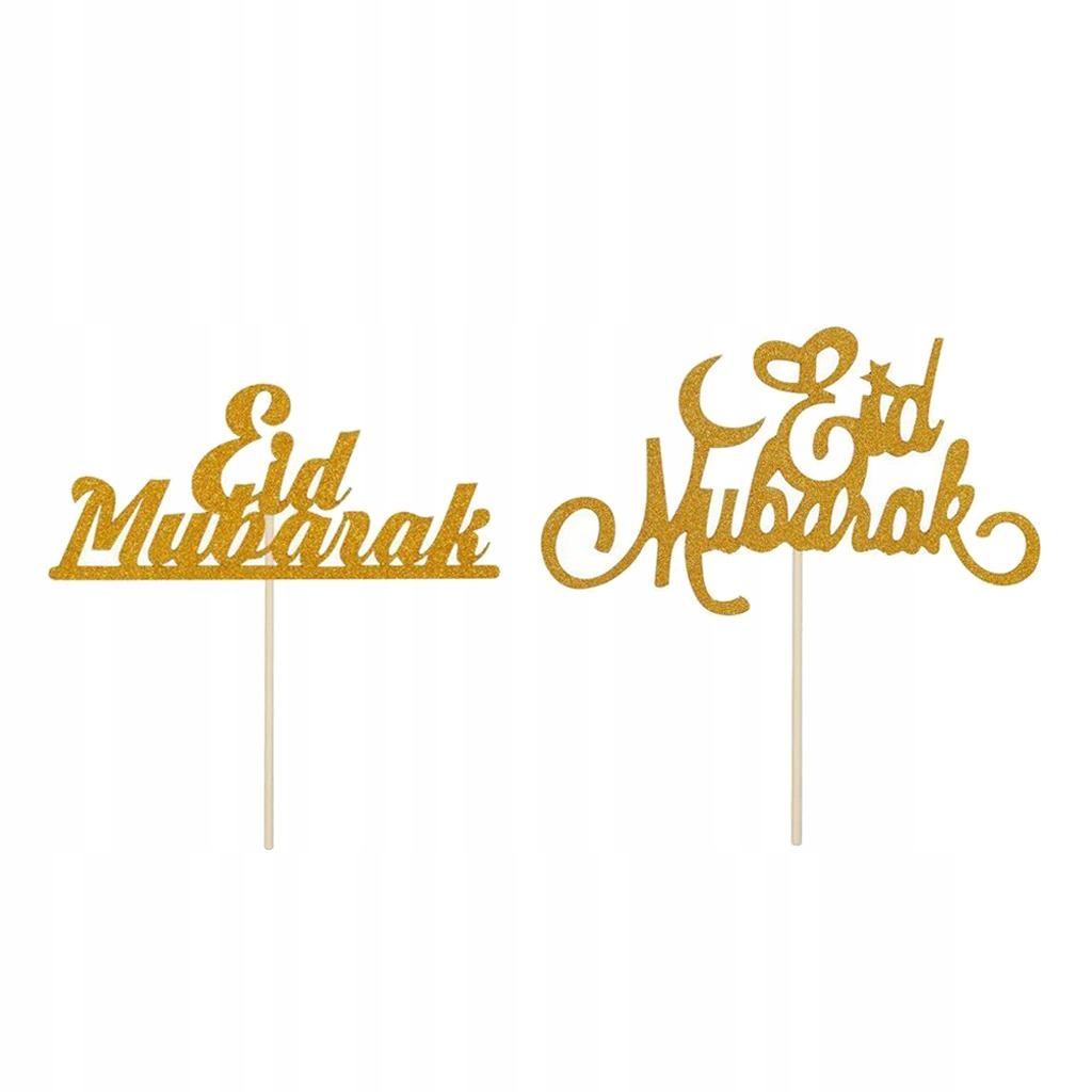 2x Shiny Eid Mubarak Cake Topper Hajj for Wedding Islam Party Combo 20