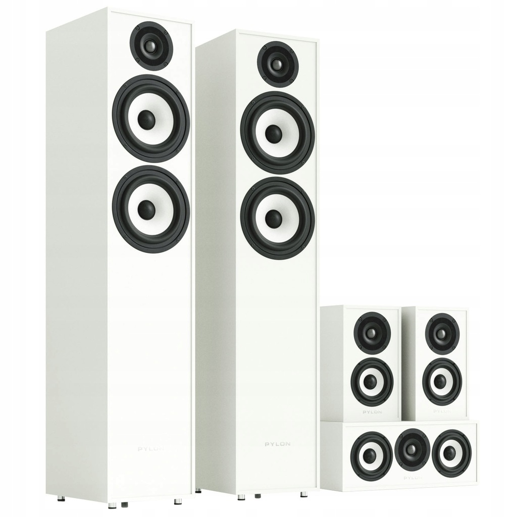 Zestaw kino domowe Pylon Audio Pearl 25 system 5.0 biały połysk