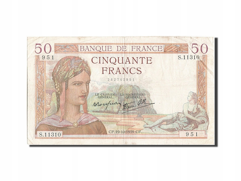 Banknot, Francja, 50 Francs, Cérès, 1939, 1939-10-
