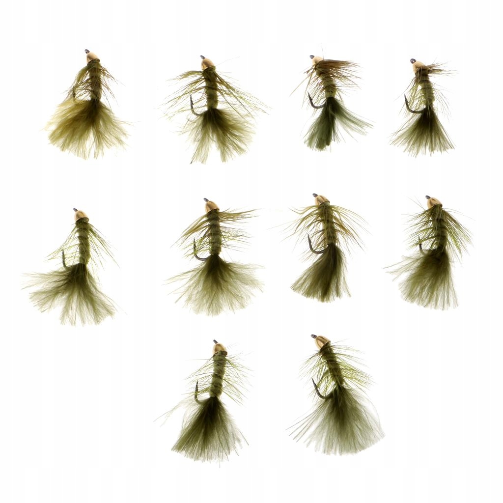 10 szt. Tonący koralik Head Wooly Flies Olive