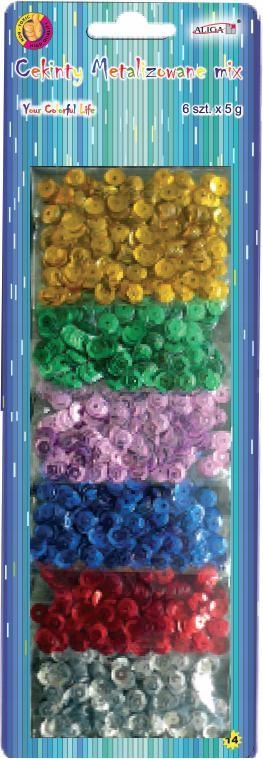 Zestaw dekoracyjnych cekinów metalizowanych 6 sztuk - MT-6353