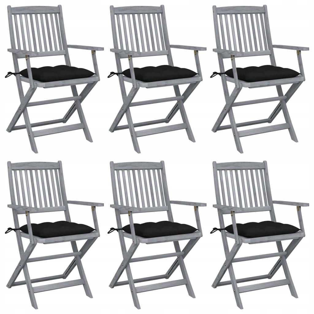 Składane krzesła ogrodowe 6 szt z poduszkami ak