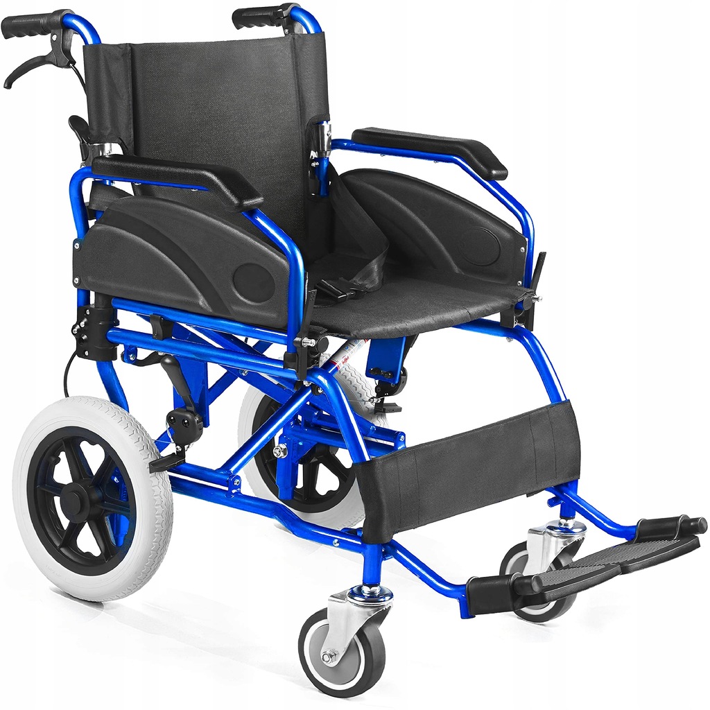 AIESI Lekki Aluminiowy Składany Wózek Inwalidzki z Hamulcem