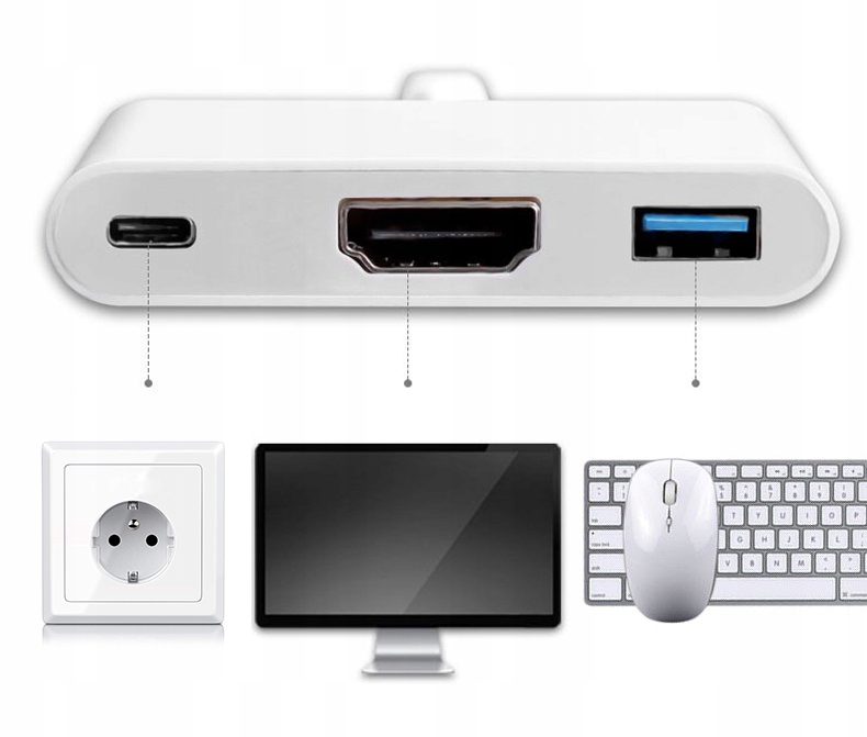 Купить Адаптер 3-в-1 HUB USB-C HDMI 4K MacBook: отзывы, фото, характеристики в интерне-магазине Aredi.ru