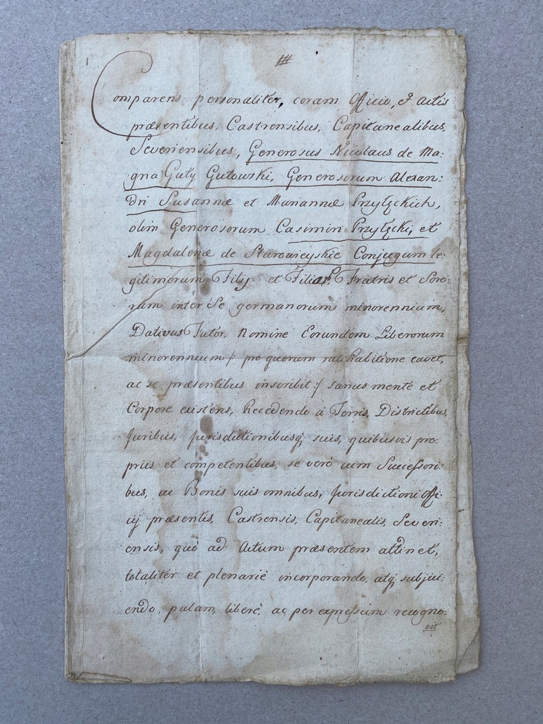 1769 Akt urzędowy pieczęć orzeł Przyłęcki Gutowski