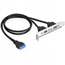 Gniazdo Delock USB 3.0 X2 na śledziu