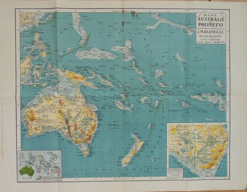 Mapa Australii i Polinezji oprac. i wyd. Bazewicz