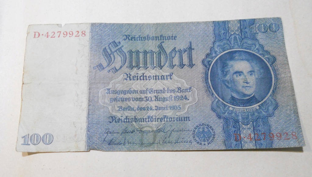 banknot 100 Reichsmark 1935 r