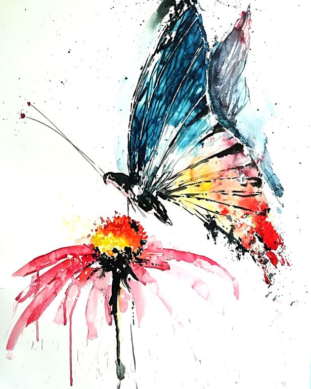 Obraz Karolina Kruk Kwiat z motylem