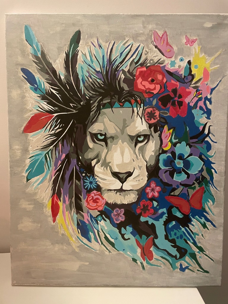 Obraz kwiecistego lwa