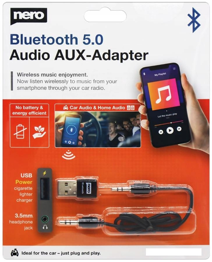 ADAPTER AUDIO AUX NERO BLUETOOTH 5.0