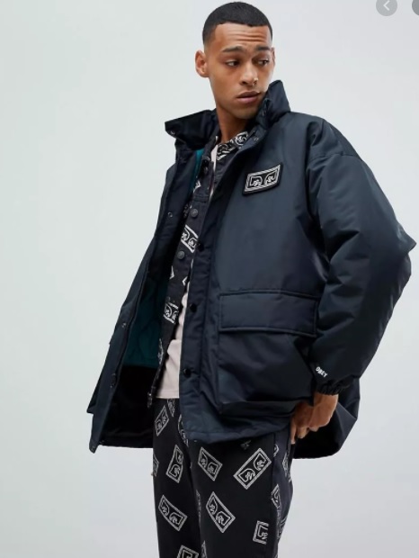 Obey derby box parka in oversized OB51T1