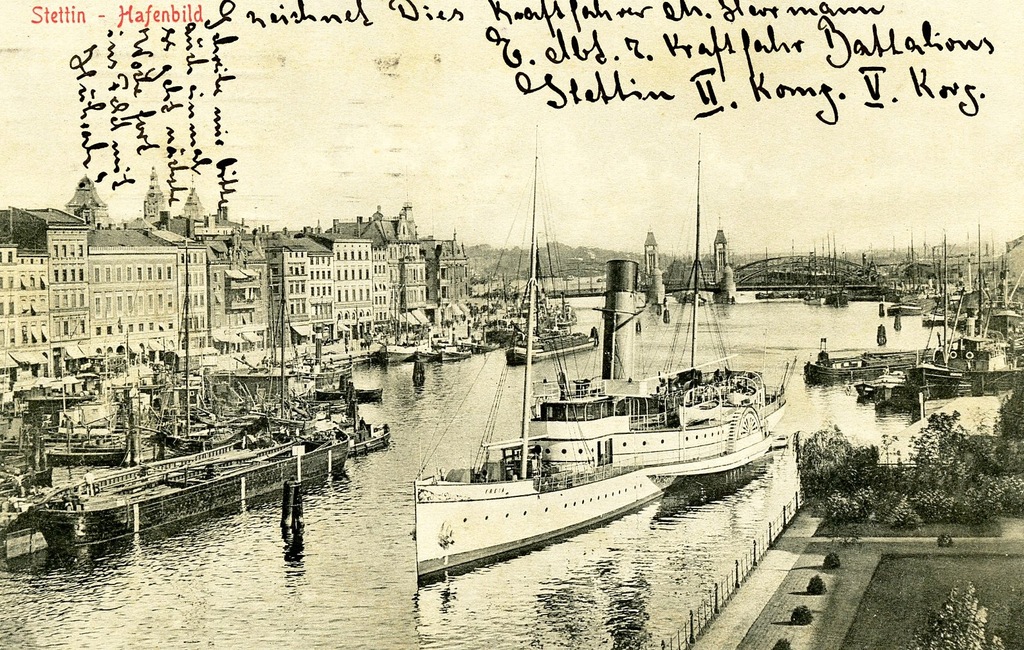 SZCZECIN-1915 Stettin- Hafenbild -Parowce statki