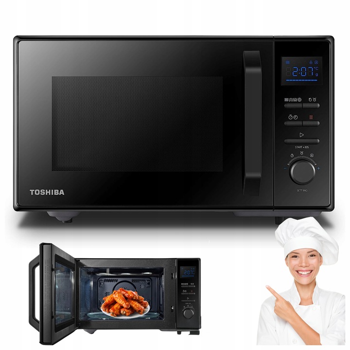 KUCHENKA MIKROFALOWA MIKROFALÓWKA CZARNA 25L 2100W ROZMRAŻANIE TOSHIBA MW2
