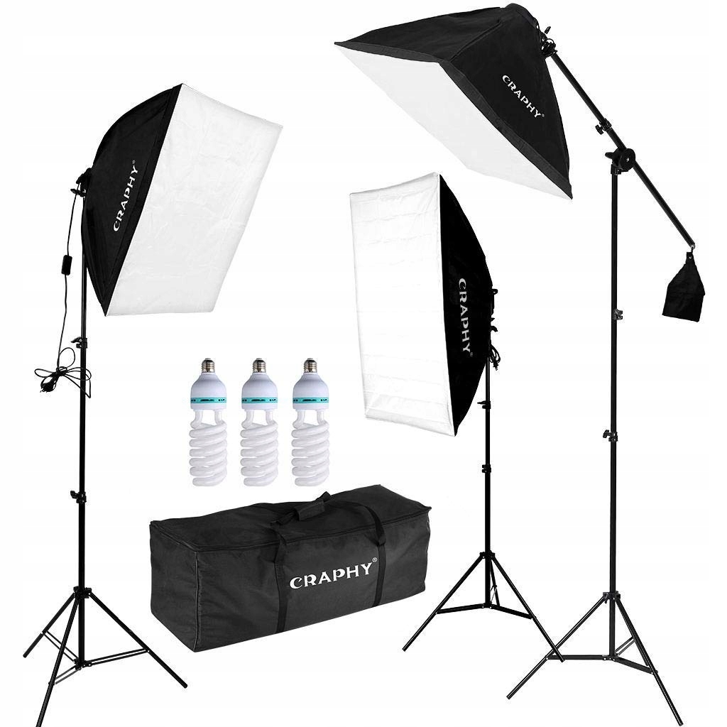 ZESTAW OŚWIETLENIOWY 3 LAMPY 135W STUDIO FOTOGRAFI