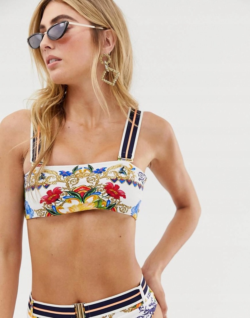 P8J176 RIVER ISLAND__NW3 BIKINI GÓRA KWIATY__S