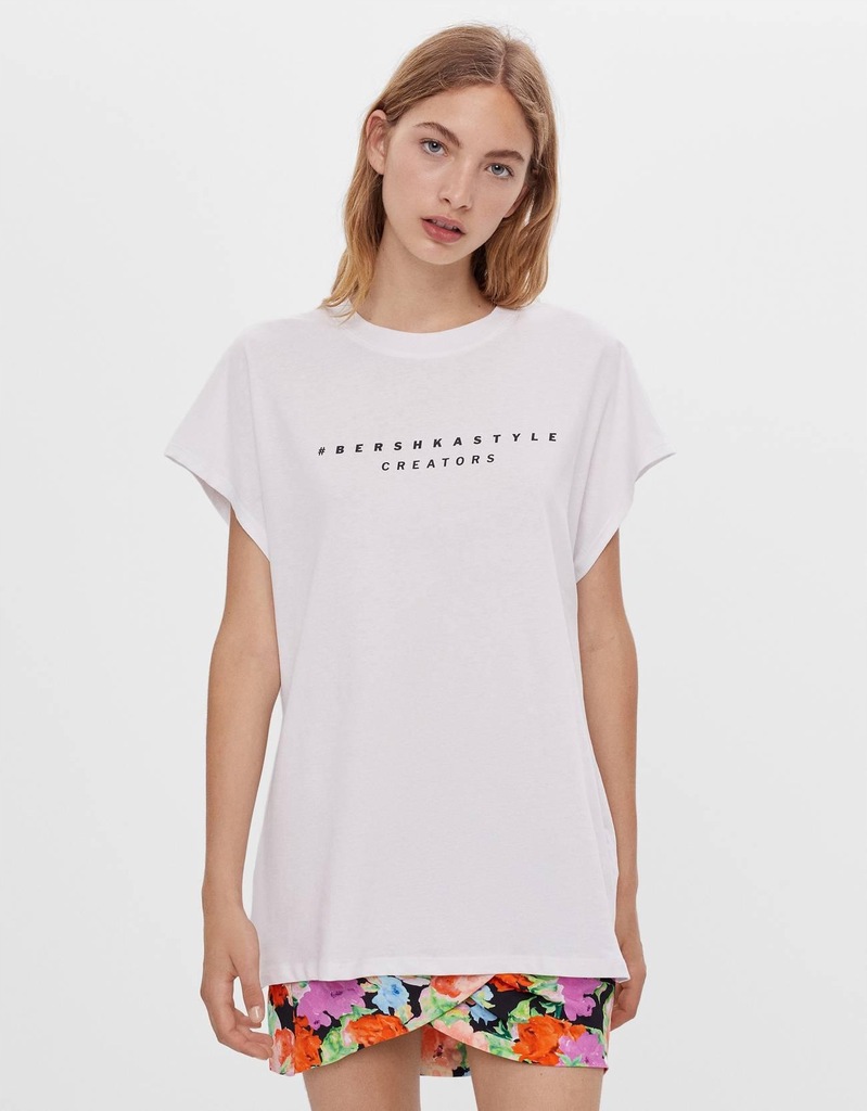 09M157 BERSHKA__MK6 T-SHIRT NAPISY__S