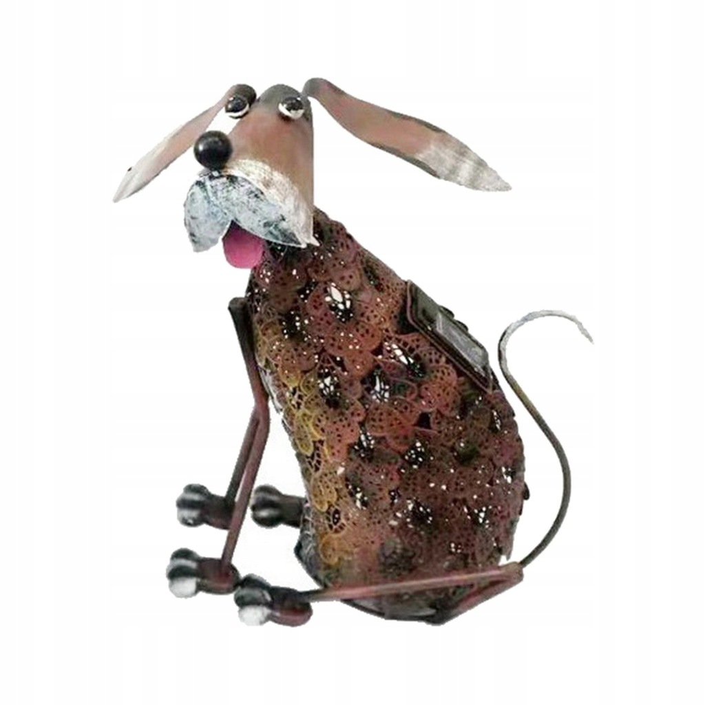 Metal Solar Garden Light LED Lawn Patio Decorative Lamp Statue Dog