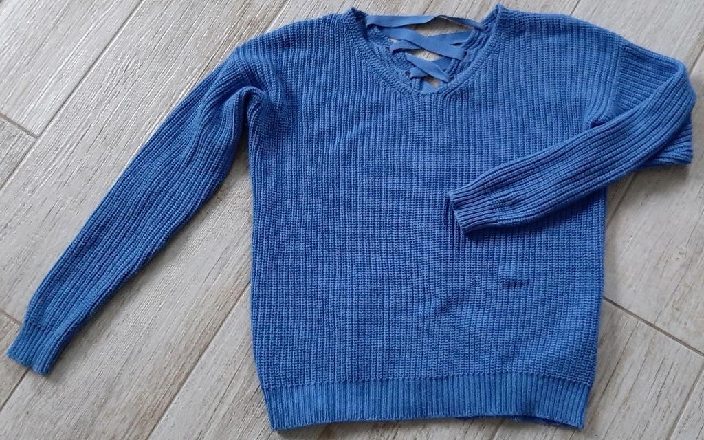 Sweter niebieski, warkocz tył ORSAY, rozm. 34, XS