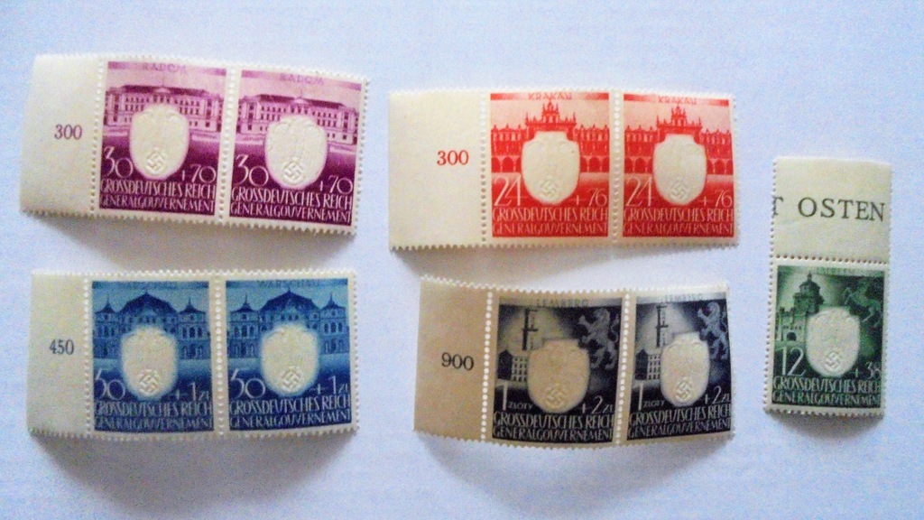 1943 GG Mi.105**-109** czyste znaczki z marginesem