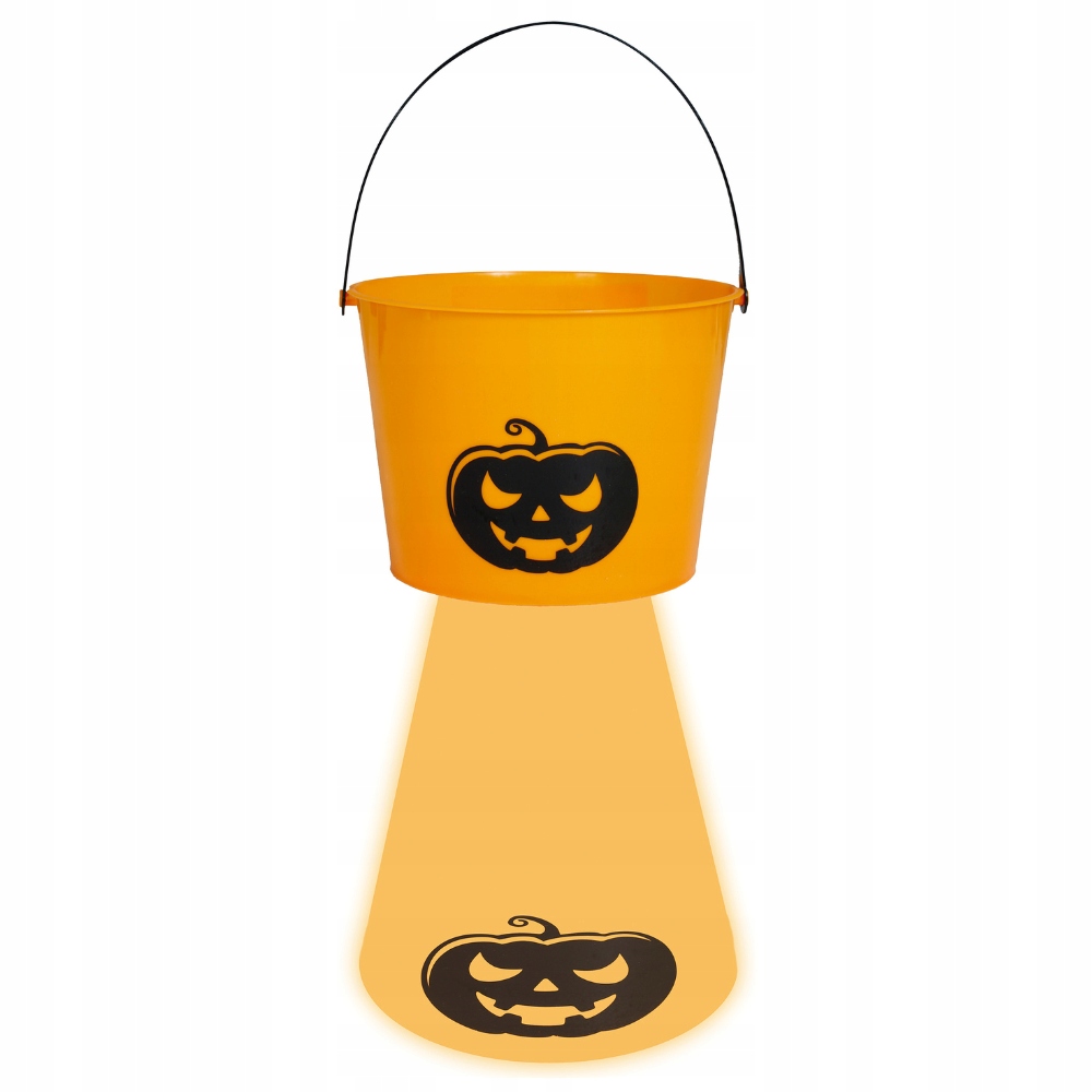 Wiadro Wiaderko pomarańczowe DYNIA HALLOWEEN ze światłem 15cm