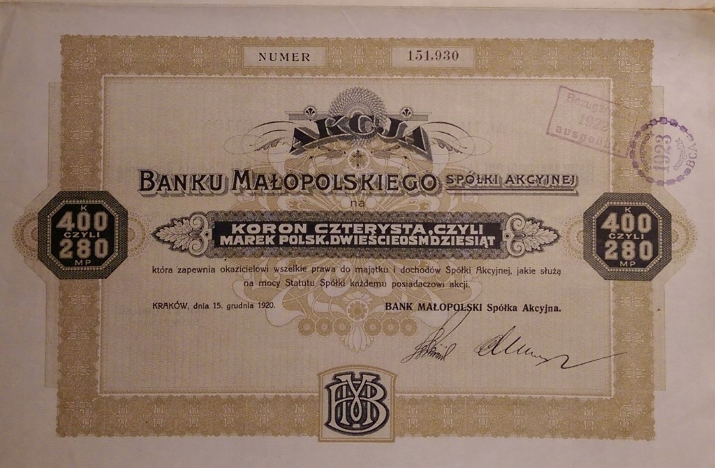 Купить БАНК Малопольский, 1919 г. 400 крон или 280мп: отзывы, фото, характеристики в интерне-магазине Aredi.ru