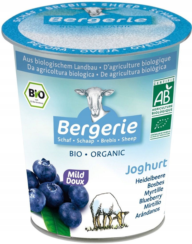 OWCZY JOGURT Z BORÓWKAMI BIO 125 g - BERGERIE