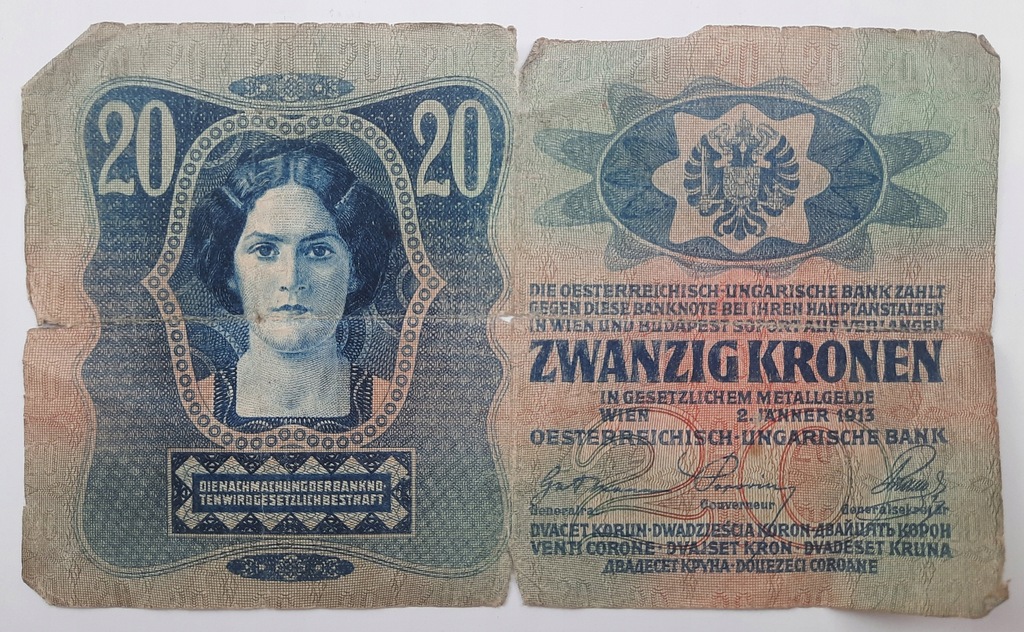 Banknot 20 Koron 1913 r.