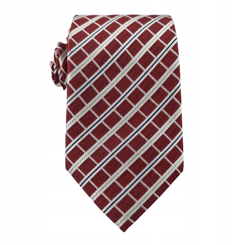 Jedwabny krawat czerwony wzór elegancki